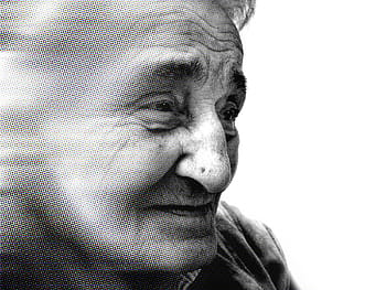 ve stupních šedi, detailní, fotografie, osoba, nošení, košile, závislý, demence, žena, starý, stáří