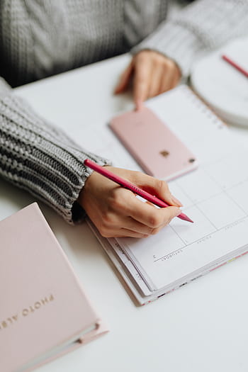 menulis, kalender, wanita, buku catatan, pensil, kantor, agenda, belajar