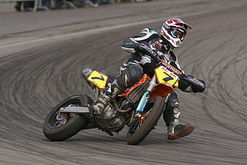 uomo, equitazione, motocross dirt bike, bicicletta, supermoto, fretta, gara, traccia, concorrenza, diapositiva, supermotard