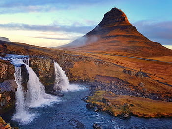 landscape photography, mountain, waterfalls, kirkjufell, magical mountain, iceland, waterfall, fairly tales, scenic, nature, stunning