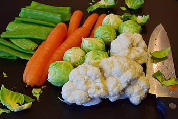 odrůdy zeleniny, zelenina, drsný, mrkve, květák, fazole, Růžičková kapusta, střih, odstranit, kuchařka, zdravý