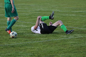 zranění, faul, kop, Fotbal, fotbalistů, koleno, míč, tráva, hrát si, sport, světový šampionát