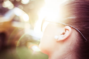 lindo, niña, luz del sol, Resumen, linda chica, sol, gafas de sol, luz solar, puesta de sol, personas, mujeres