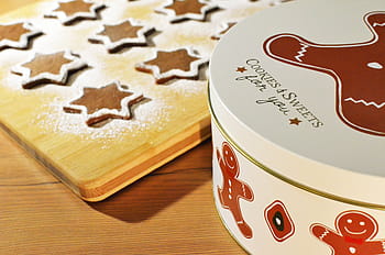 bílý, Červené, cookies, &, cukroví kanystr, hnědý, cookie, cukroví, případ, perník, plechovky
