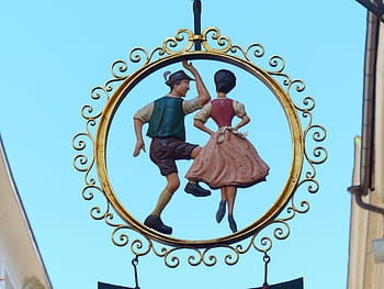 gadis, anak laki-laki menari, gantung, ornamen, Dance, Nasal, Shield, Advertising, nasal shield, tanda iklan, karya seni tempa