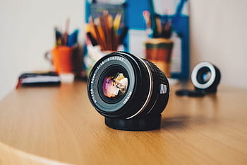 desk, Camera lens, technology, camera, camera - Photographic Equipment, lens - Optical Instrument, equipment, wood - Material, table, photographer, photographic Equipment