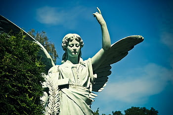 female angel statue, cemetery, grave, tombstone, figure, angel, tomb figure, angel figure, sculpture, statue, stone