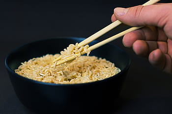 person, eating, noodles, using, chopsticks, holding, chopstick, noddles, bowl, soup, food