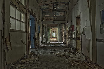 opuštěný, v rámci, architektura, dveře, podlaha, starý, Dům, starý dům, stará budova, budova, propadl