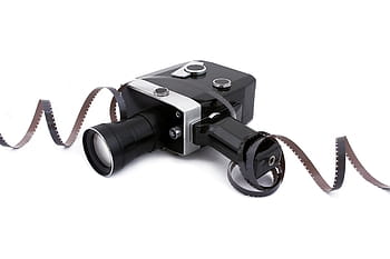 Černá, stříbrný pozemní fotoaparát, film, Fotoaparát, kino, zařízení, bílý, pás, kinematografie, fotografování, starý