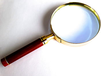 brown, handled, magnifying, glass, magnification, larger view, focus, shiny, lichtspiel, metal, wood