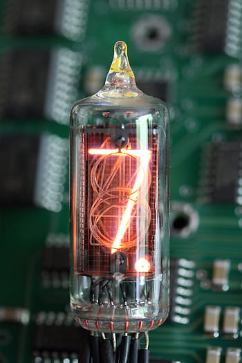 nixie, tube, indicator, vacuum, digit, glass, electronic, display, equipment, seven