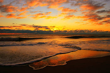 sea, clouds wallpaper, sunrise, waves, ocean, ocean wave, beach, water, nature, sunrise beach, sunset