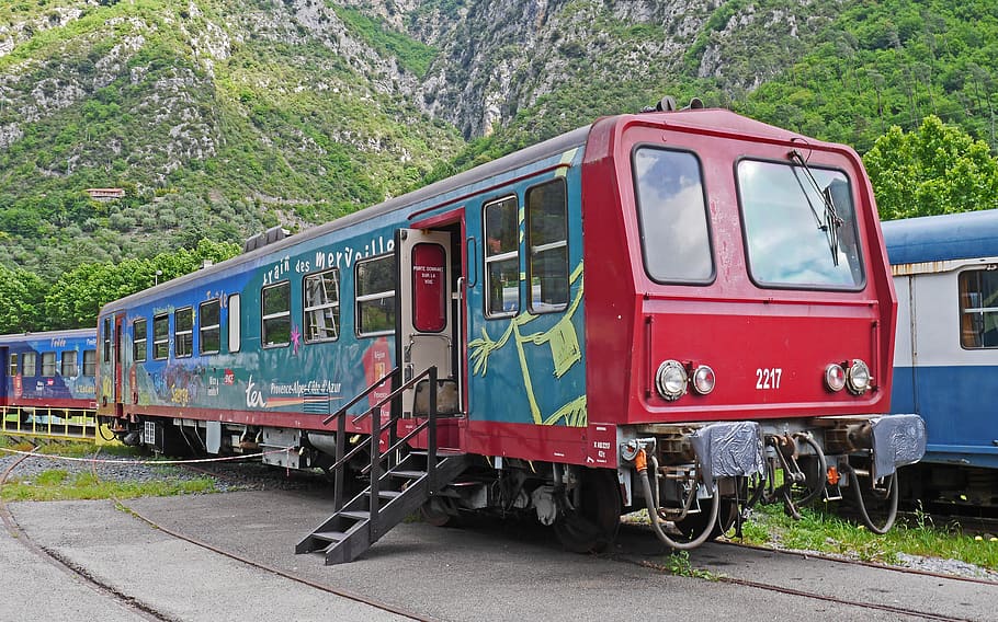 starý vůz, sncf, muzeum, breil-sur-roya, jih Francie, historicky, nostalgie, doprava, regionální vlak, rozbočovač, ter