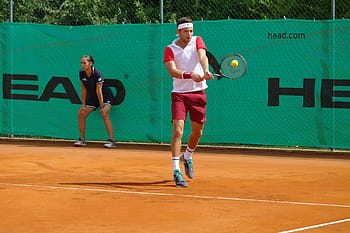 muž, bít, baseball, hospodářství, tenisová raketa, během dne, tenis, hráč, míč, raketa, tenista