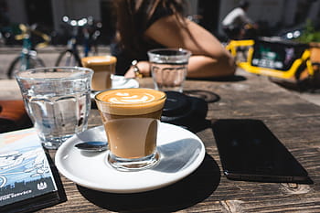 düz beyaz, güneşli, öğleden sonra, mükemmel, güneşli öğleden sonra, kafe, Kahve, içki, dışında, yaz, kahve içmek