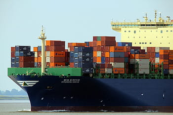 blue carriage boat, container, ship, charge, freighter, cargo, shipping, transport, freight Transportation, cargo Container, transportation
