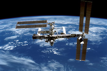 grå, satellit, plads, International rum Station, iss, rumstation, konstruktion, truss segment, sol array, jorden, bygning