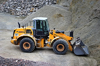 yellow, black, new, holland skid loader, wheel loader, quarry, quarry operation, construction vehicle, removal, tipper, vehicle