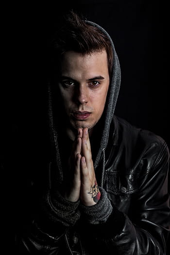 black leather jacket, young, man, portrait, darkness, handsome young man, expression, male, person, people, young man