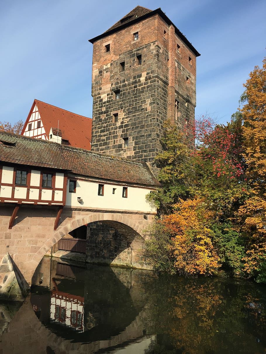 nuremberg, swiss francs, middle ages, old town, historically, bavaria, building, architecture, maxbruecke, pegnitz, hangman house
