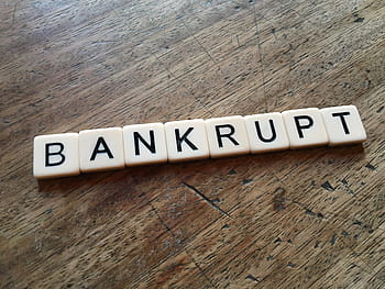 bianca, fallito, piastrelle di Scrabble, Marrone, di legno, superficie, insolvente, fallimento, debito, insolvenza, povertà