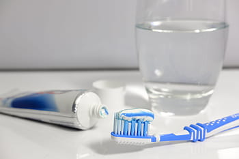 modrý, bílý, Kartáček na zuby, vedle, zubní pasta soft-tube, zubní pasta, čištění zubů, hygiena, čistý, dar, trubka
