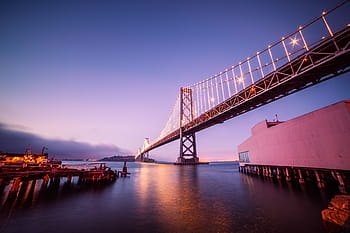 malam, Bay Bridge, Treasure Island, San Francisco, Di Malam Hari, arsitektur, jembatan, kota, lampu kota, gelap, lampu