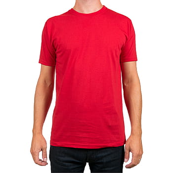 man, red, crew-neck t-shirt, black, bottoms, plain, model, canvas, t-Shirt, men, shirt