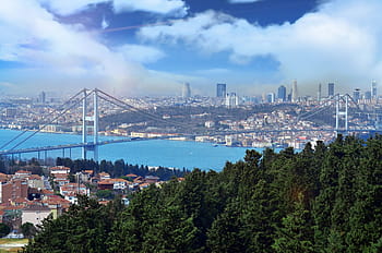 flowing, turkey cityscape, River, Istanbul, Turkey, cityscape, clouds, photos, landscape, public domain, sky