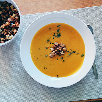 zuppa di zucca all'hokkaido, hokkaido, zuppa di zucca, salutare, zucca, la minestra, vista dall'alto, cibo, verdura, pasto, cena