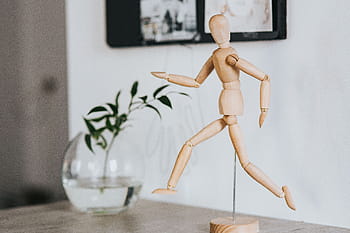 peragawati, berbagai, pose, Kayu, tangan, model, benang, pensil, boneka, berpose, figur