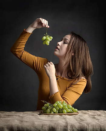 girl, grapes, beauty, eating, fruit, diet, raw, food, slimming, youth, health