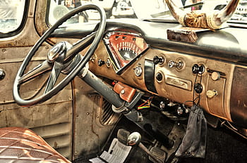 Lukk, fotografering, brun, svart, kjøretøy ratt, usa biler, oldtimer, plukke opp, gammel, historisk, automotive