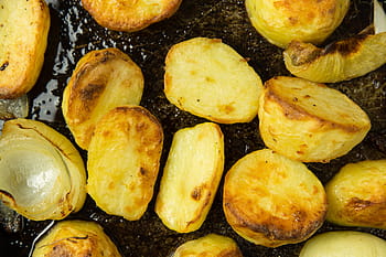 onions, baking tray, Roast potatoes, food/Drink, food, fried, close-up, gourmet, cooked, freshness, grilled