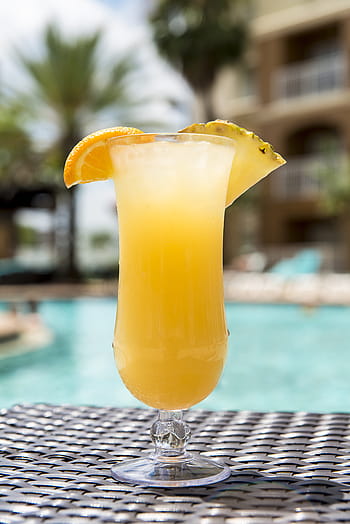 orange, pineapple juice, cocktail, drink, glass, summer, yellow, alcohol, bar, colorful, fresh