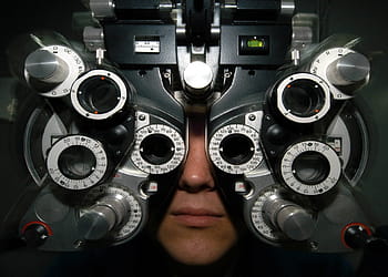 czarny, szary, biały, elektroniczny, urządzenie, okulary, egzamin, optometria, wizja, wzrok, medyczny