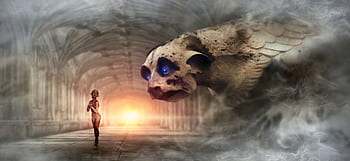 fantasy, mythical creatures, dragon, figure, elf, mystical, fairy tales, face, magic, mysterious, montage