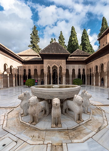 lvi, alhambra, granada, cordoba, Španělsko, andalusie, architektura, zdroj, památník, kámen, arabština
