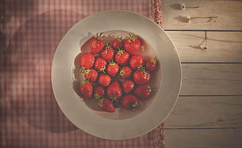mansikoita, matala, fokus, valokuvaus, punainen, mansikat, levy, hedelmät, kulho, terve, ruoka