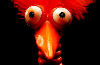 red, metal bird figure, joker, orange, funny, weird bird, cute, feather, decoration, deco, ceramic