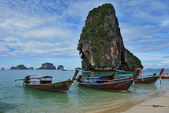 coast of thailand, Coast, Thailand, nature, nautical Vessel, sea, beach, krabi, andaman Sea, asia, island