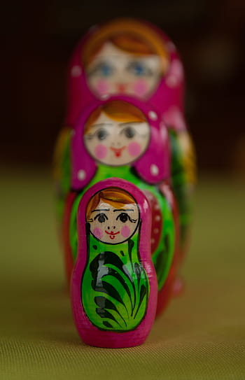 Matrioszka, rosyjskie lalki, Rosja, lalki, sztuki i rzemiosła, żadnych ludzi, wielobarwne, wewnątrz, skupić się na pierwszym planie, zbliżenie
