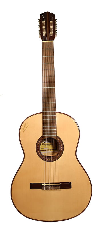 brown, classical, guitar, white, background, classic, luthier, spanish, diapason, box, wood