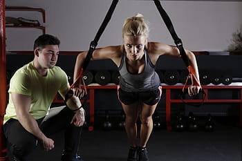 žena, šedá, nádrž, horní, pracovní, sport, zdatnost, výcvik, sportovní, hnutí, gymnastika