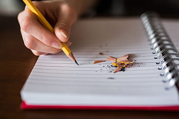 person, skriving, svart, foret, notisbok, blyant, skrive, skole, uklarhet, menneskelig hånd, papir