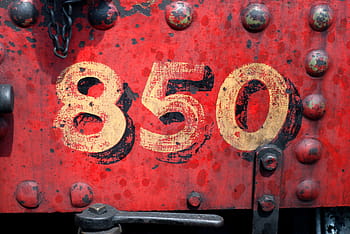 850 bemalte Wand, Gelb, gemalt, rot, stehlen, Oberfläche, Metall, Wand, zahlen, Kette, draussen