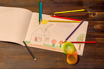 disegno, matite, disegno del bambino, carta, scuola, creatività, matita, colore, disegnare