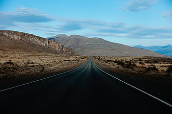 asphalt road, towards, mountain, landscape, photography, black, concrete, road, nimbus, clouds, daytime