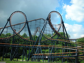 abandoned, surrounded, green, trees, daytime, Roller Coaster, Ride, Amusement, Park, amusement, park, speed